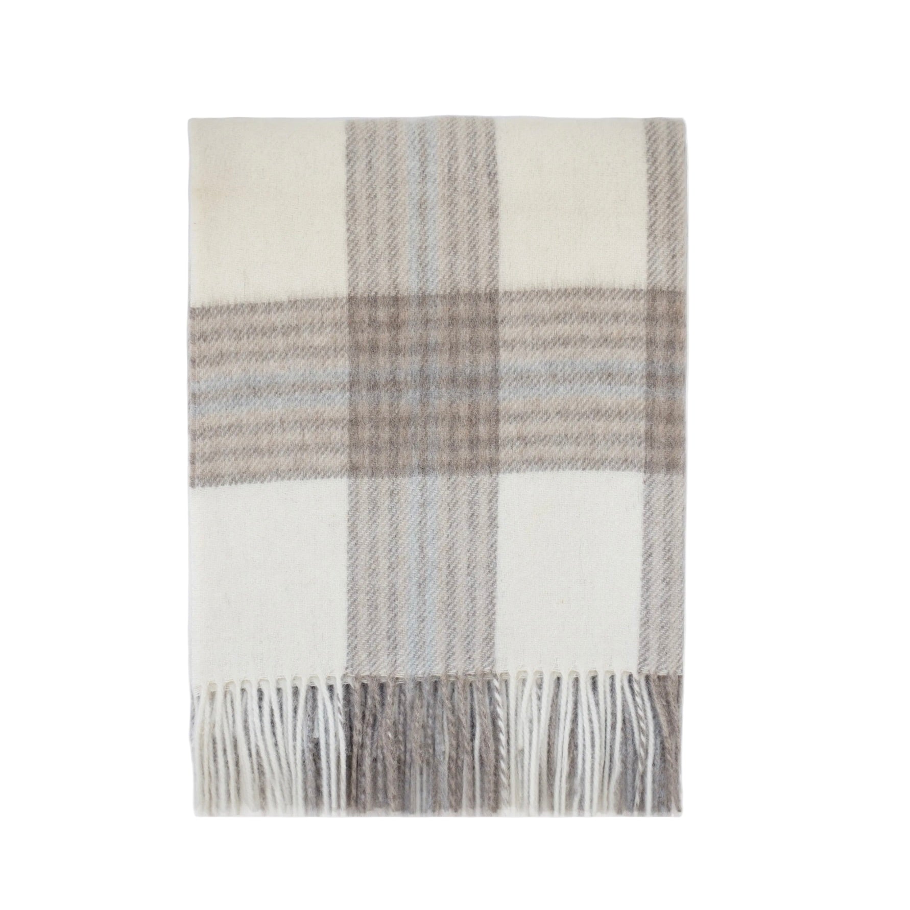 Ivory, Taupe, Tan + Light Grey Plaid Stonehaven Throw