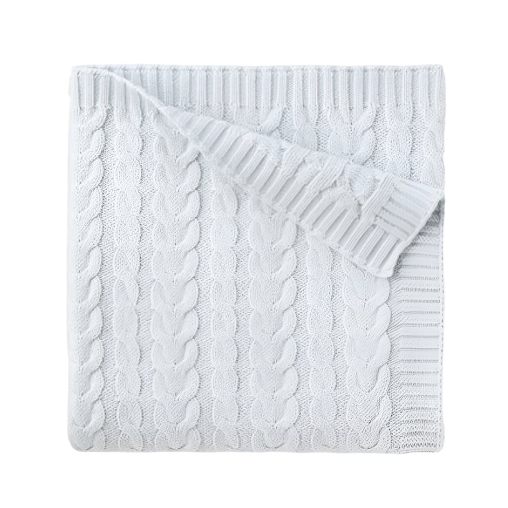Cable Knit Baby Blanket - Pale Blue