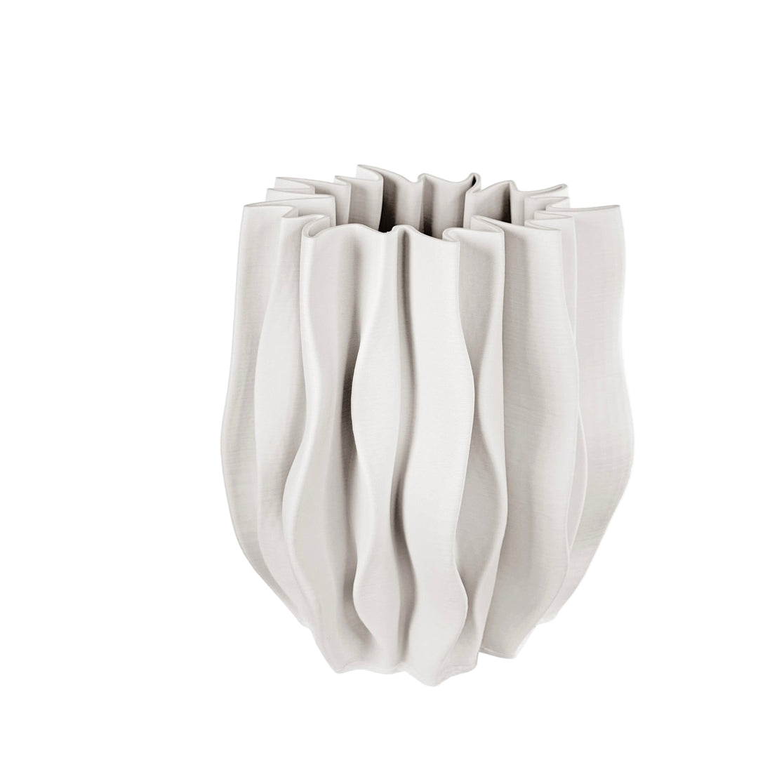 Cream Low Folded Ceramic Vase - 2 sizes