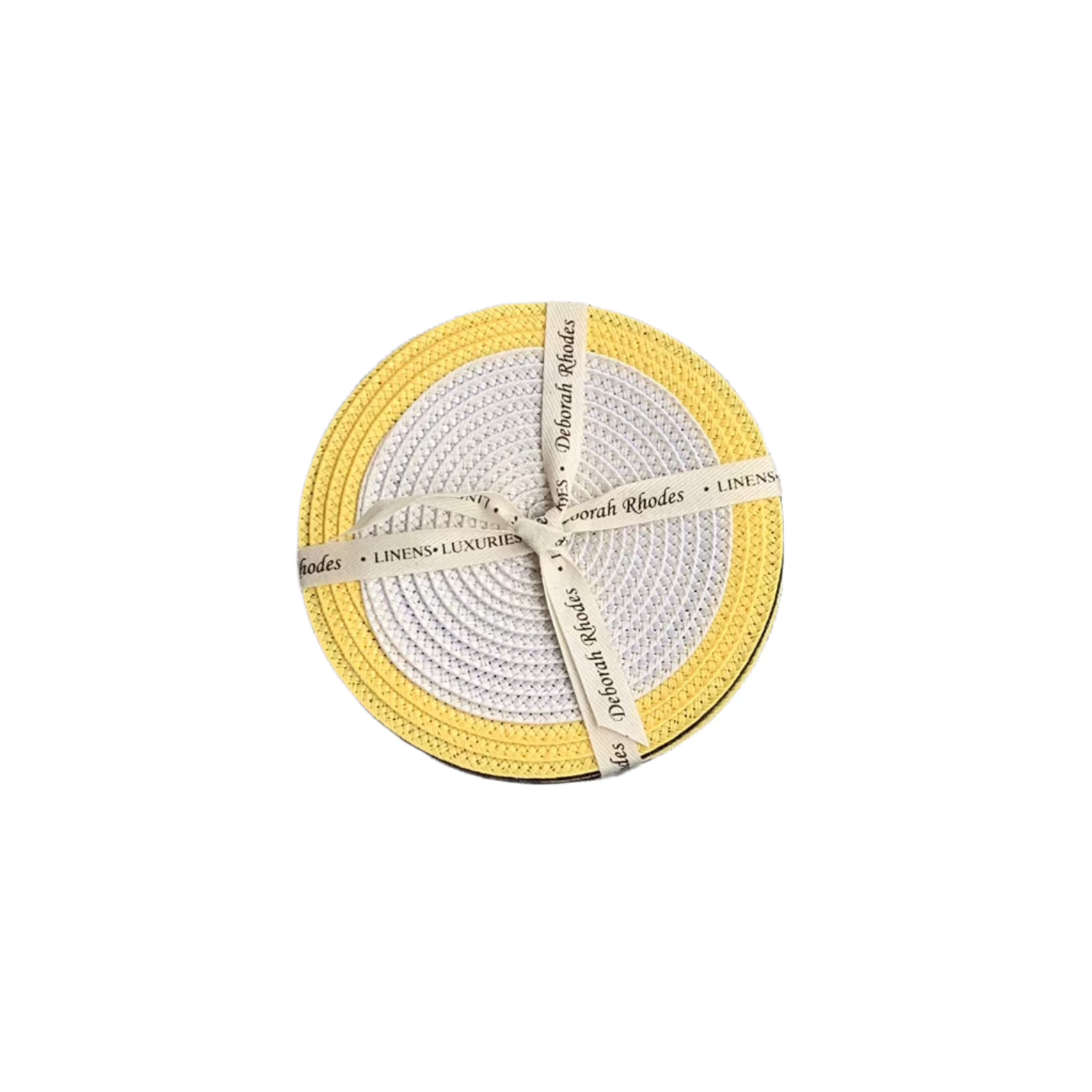 Mod Border Coaster by Deborah Rhodes set of 4 - Bone/Daffodil