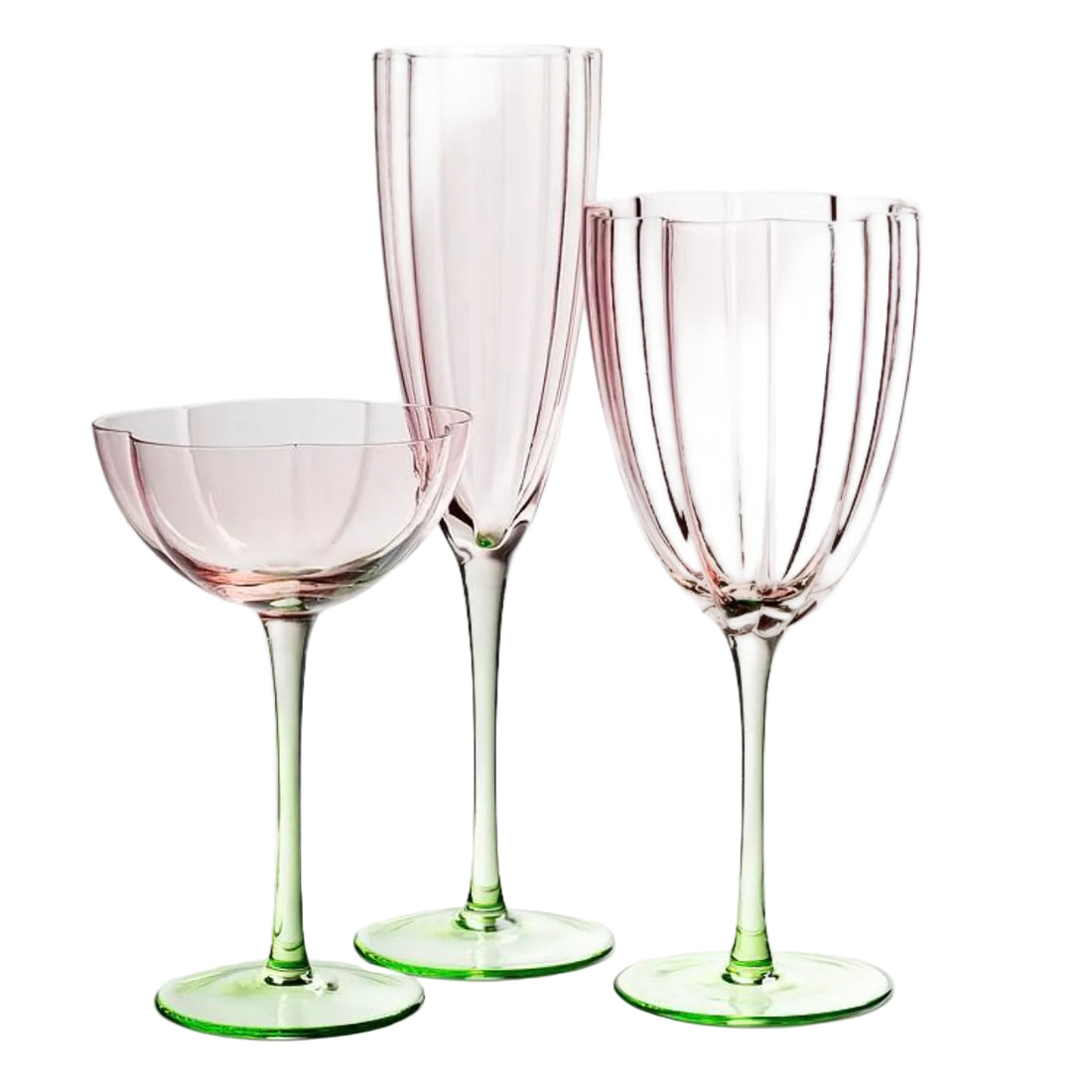 Pink Flower Flute Glass