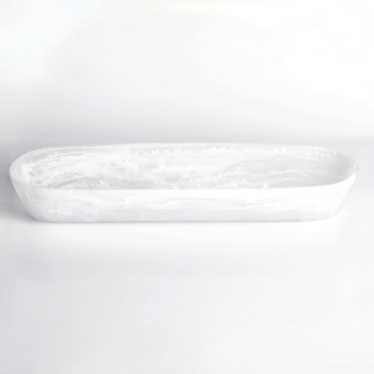 Medium Resin Boat Bowl - White Swirl