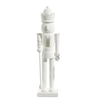 White Nutcracker with Crown Ornament - Large