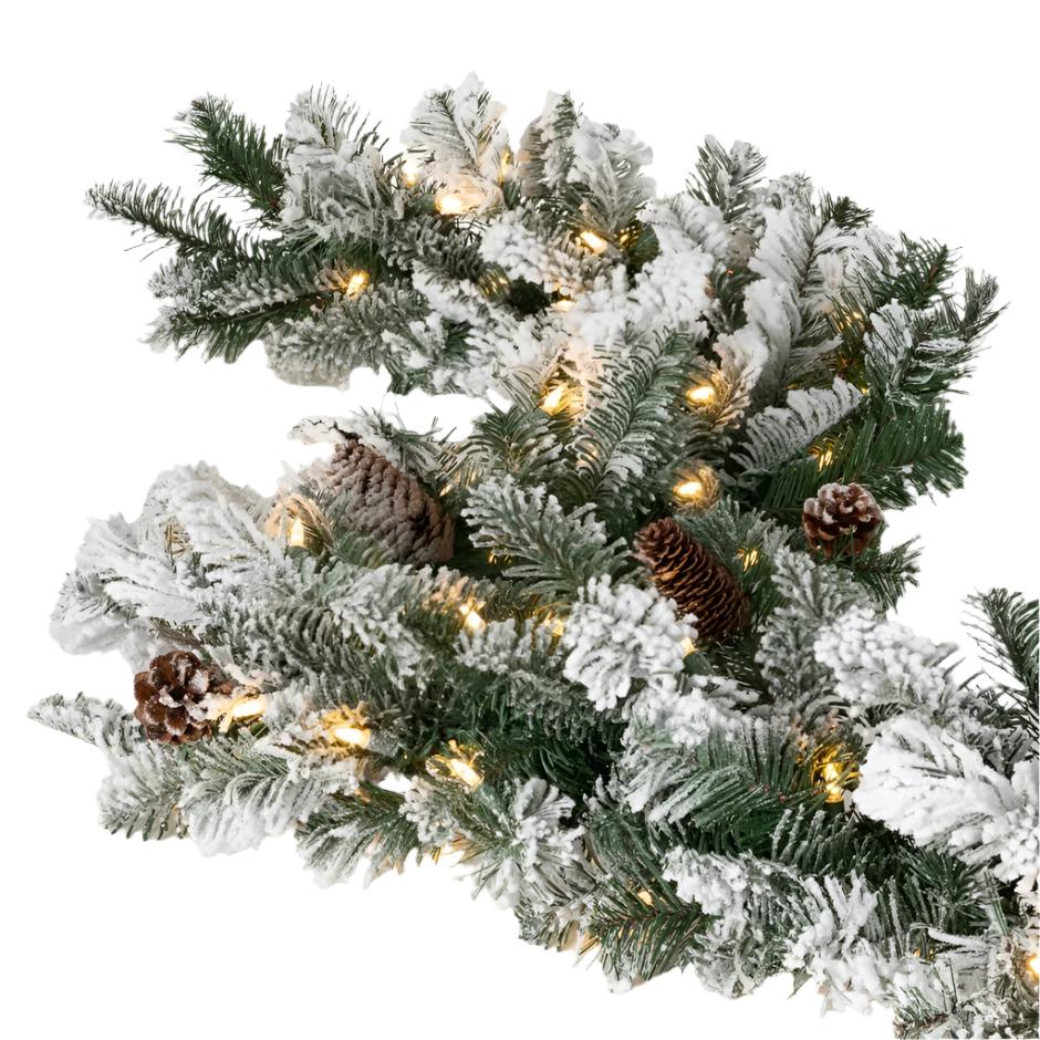 Snowy Garland with LED lights