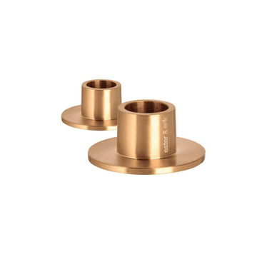 Matte Rose Gold Taper Candle Holders by Ester + Erik