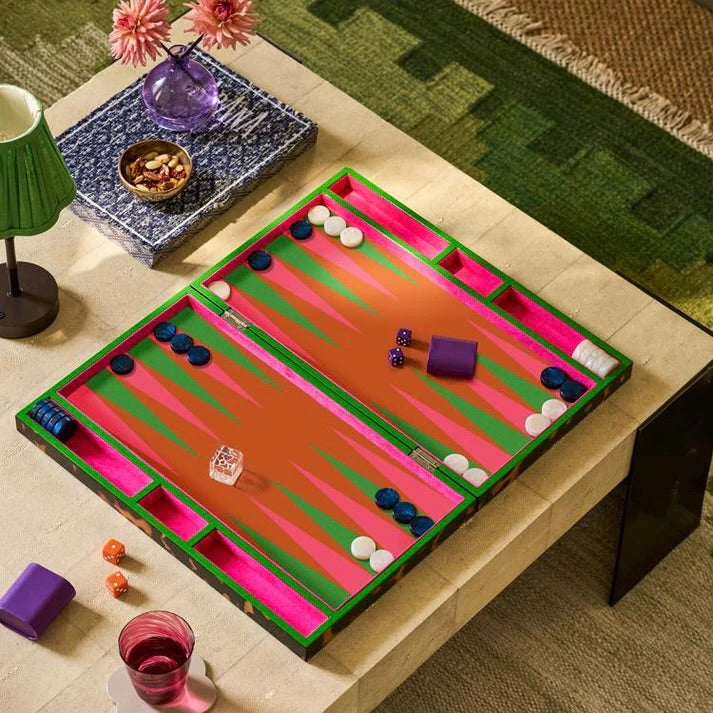Tortoiseshell Lacquer Backgammon Set by Addison Ross