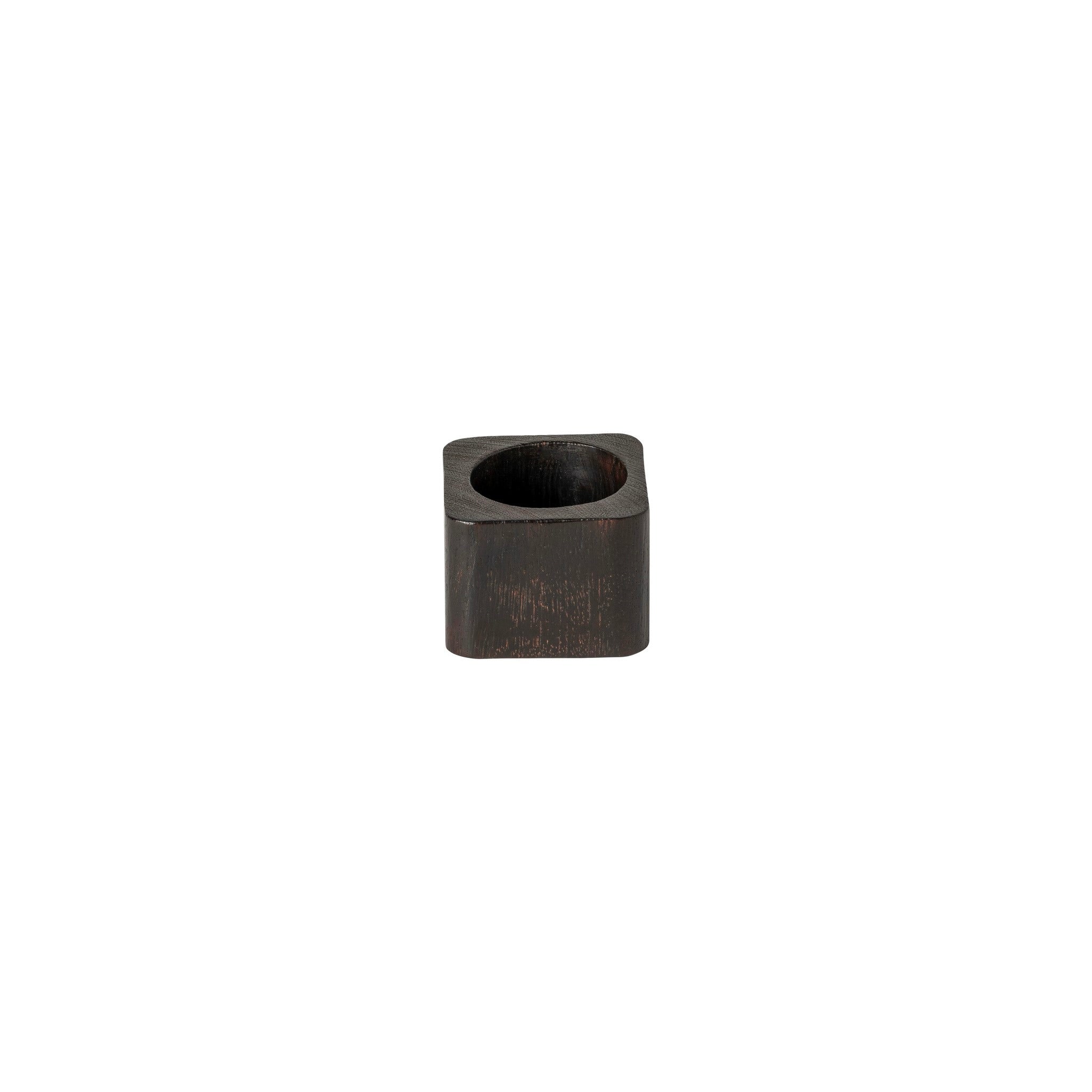 Dark Wood Square Napkin Ring - set of 4