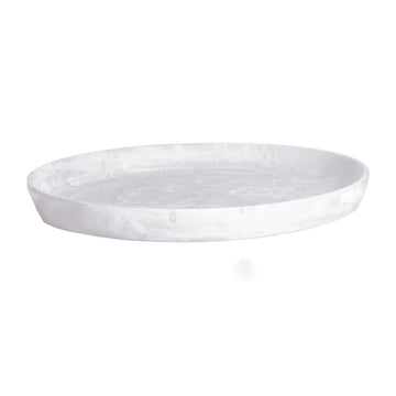 Large Round Resin Platter - White Swirl