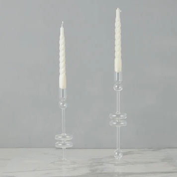 Glass Candle Holder, Clear - 2 Sizes