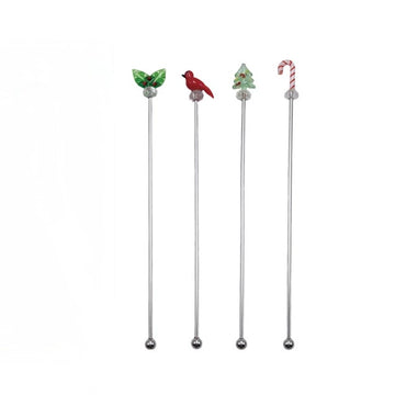 Hand-Blown Glass Icons Cocktail Stirrers - set of 4