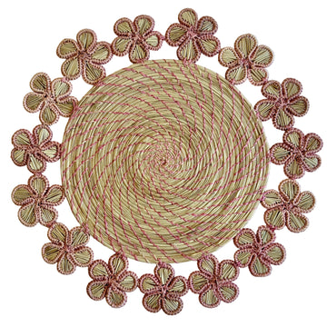 Soft Pink Woven Flower Placemat