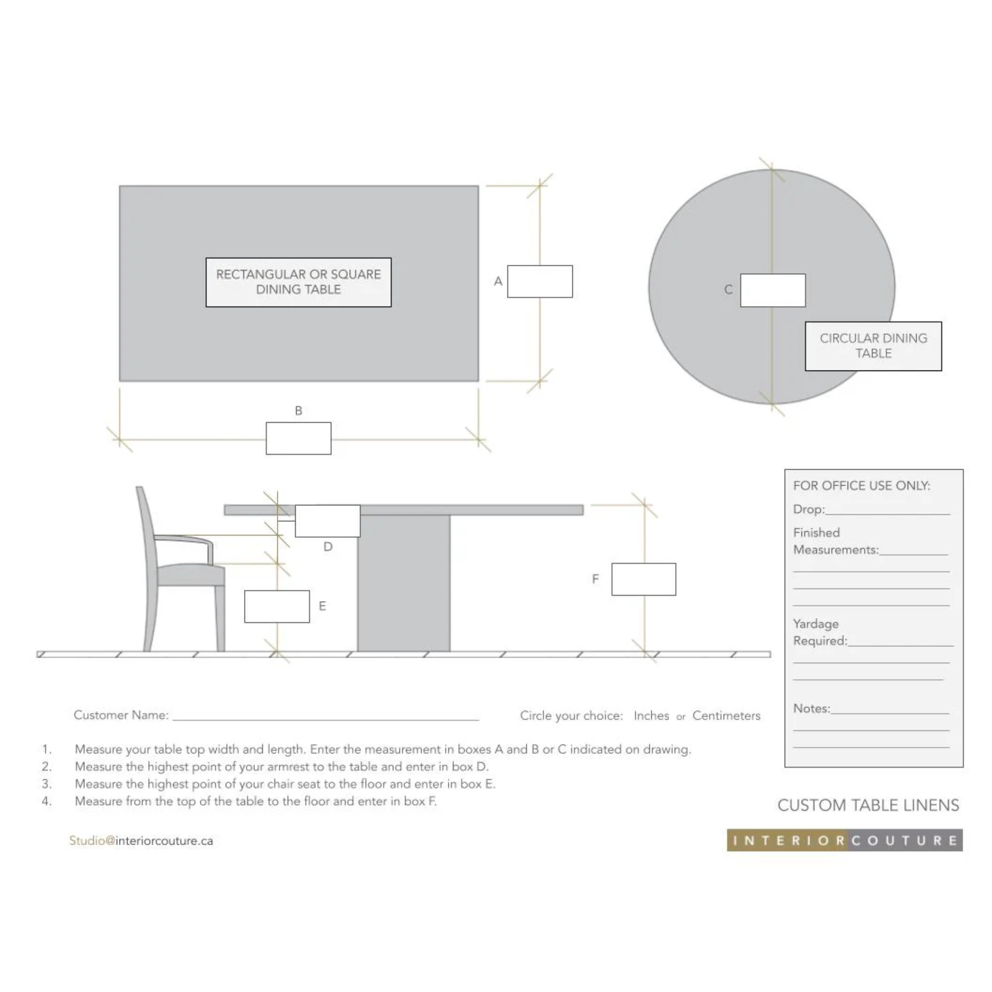 🇨🇦 Custom Table Linens Measurement Guide