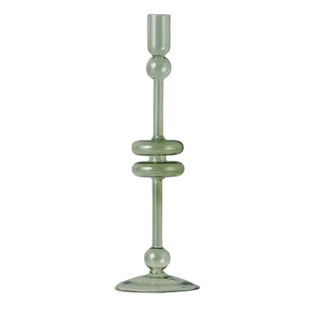 Sage Glass Candlestick - Large