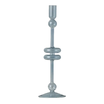 Denim Glass Candlestick - Large