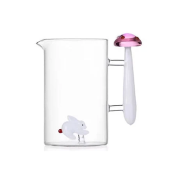 Alice White Rabbit with Pink Mushroom Jug - by Ichendorf Milano