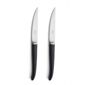 Black Rib Steak Knife by Cutipol - by the pair