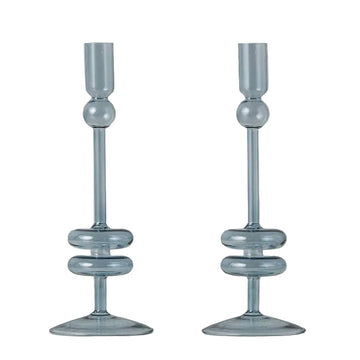 Denim Glass Candlestick - Medium