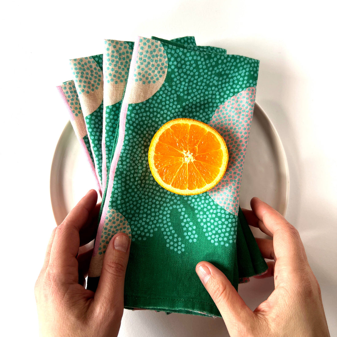 Green Cascade Linen Napkin - set of 4