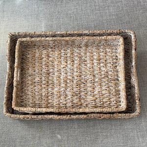 Whitewash Abaca Rectangular Trays - 2 sizes
