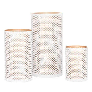 White Lattice Hurricane Candle Holder