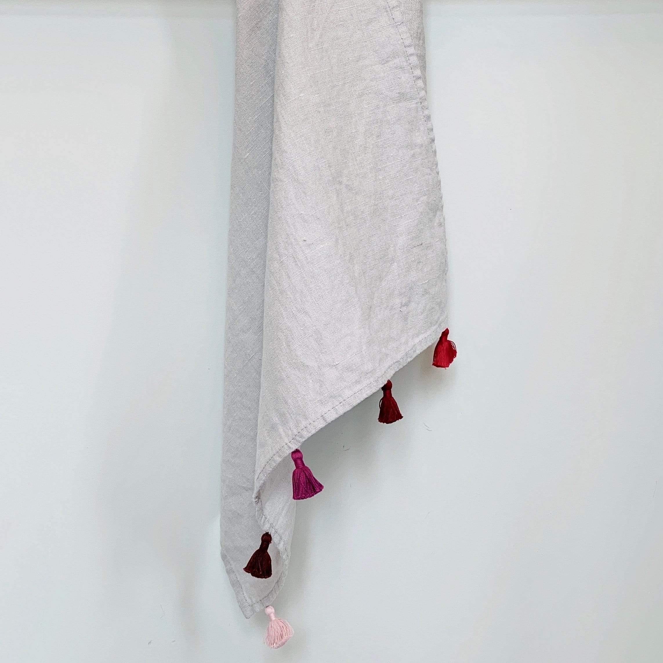 Towel Caravan Guest Towel-Grey with Bumbleberry Tassels